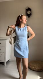 Mavi Sıfır Kol Elbise