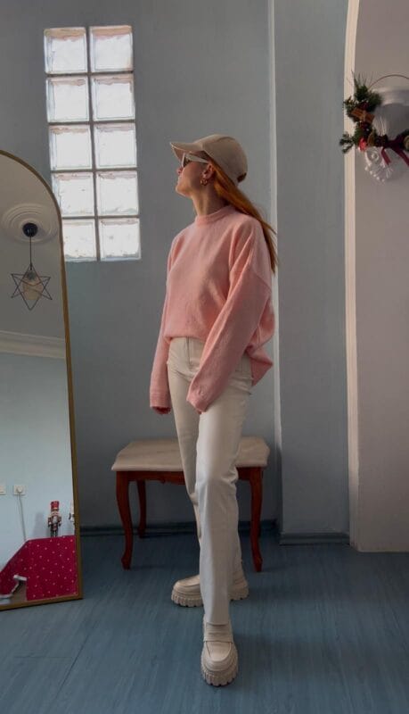 trend pembe renk bayan kazağı